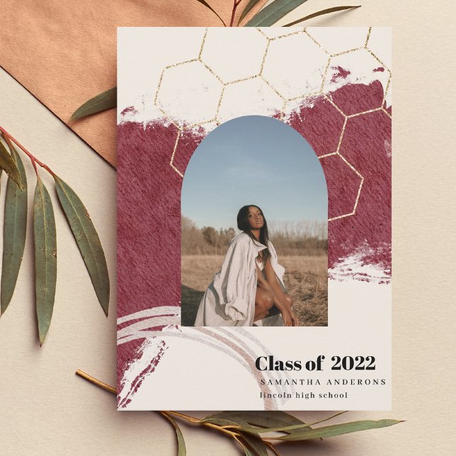 Invitación Resumen moderno Foto de graduación de oro y rosa (Subido por el creador)