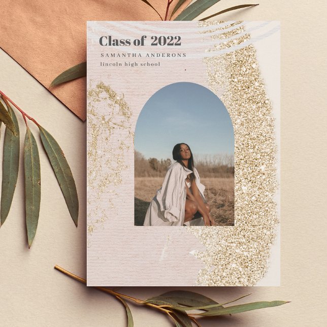 Invitación Resumen moderno Foto De Oro Y Graduado Rosa (Subido por el creador)