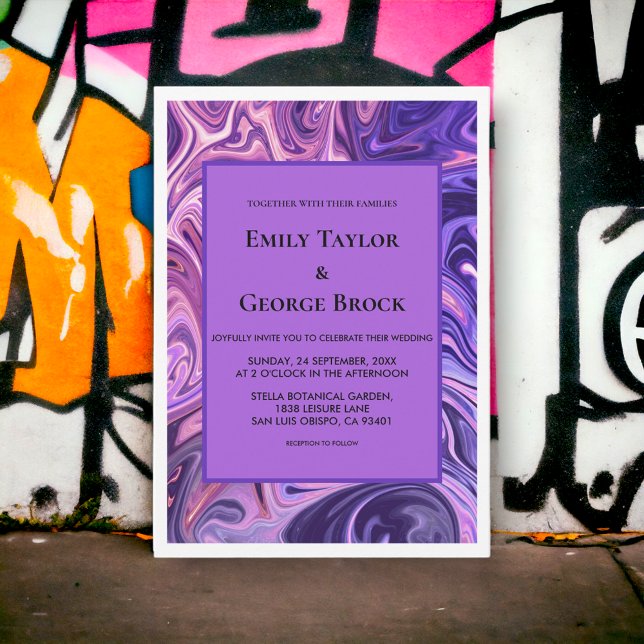 Invitación Resumen moderno Galaxy Art Wavy Blue Moda Boda (Subido por el creador)