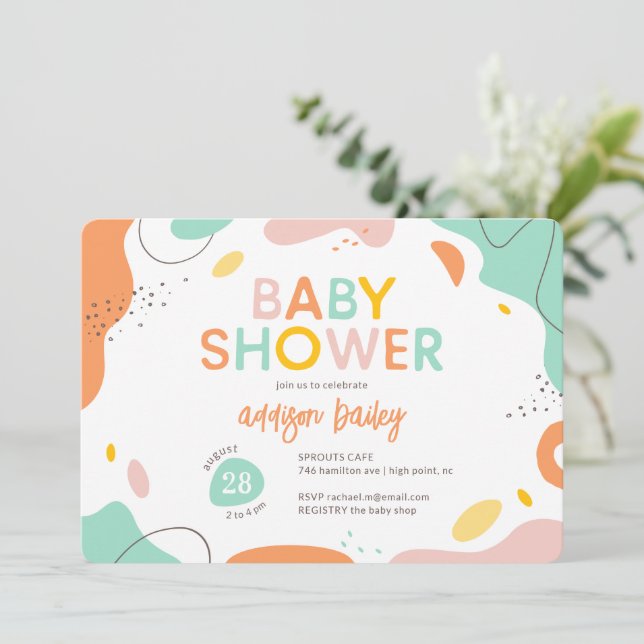 Invitación Resumen moderno Género Baby Shower neutral (Anverso de pie)