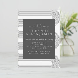 Invitación Resumen moderno Líneas blancas negras elegante mat