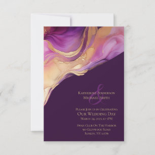 Invitación Resumen moderno morado y oro