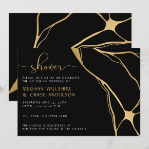 Invitación Resumen moderno negro y oro Kintahora japonés