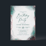 Invitación Resumen moderno Partido de cumpleaños verde esmera<br><div class="desc">Resumen moderno Invitaciones a la fiesta de cumpleaños verde esmeralda de color etéreo. Esta invitación moderna está pintada a mano y pintada a la perfección con colores vivos, perfectos para el invierno o la caída. Mostrado en el color de la paleta de colores de Boda Esmeralda de: Verde Esmeralda oscuro,...</div>
