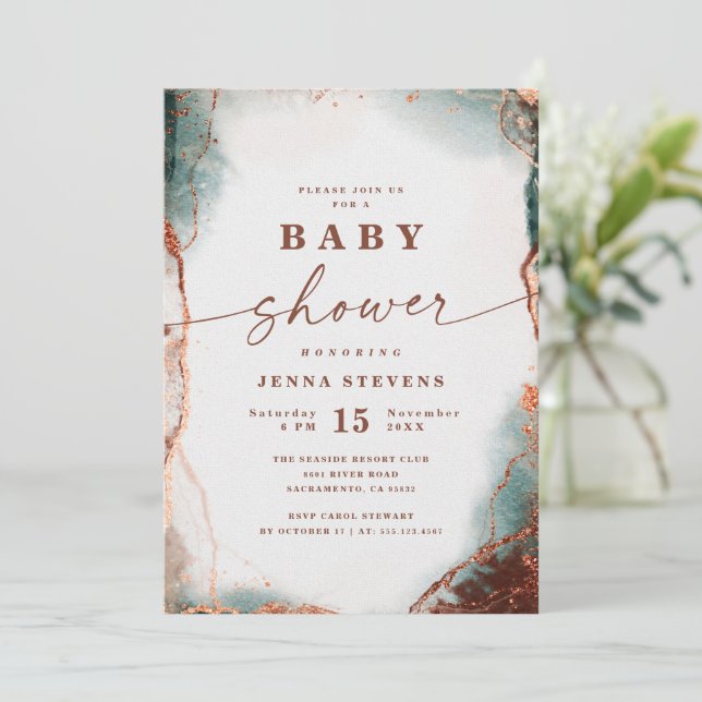 Invitación Resumen moderno Terra Cotta Baby Shower (Anverso de pie)