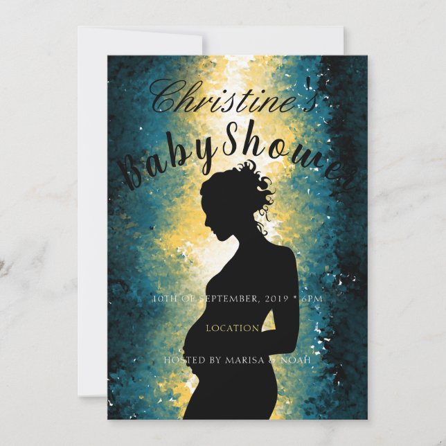 Invitación Resumen Mujer embarazada Silhouette Baby Shower (Anverso)