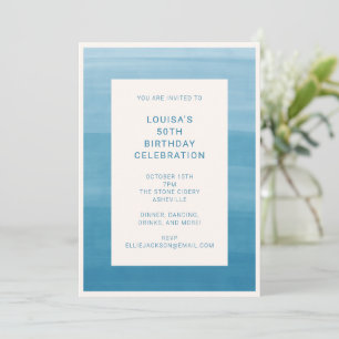 Invitación Resumen Ombre Gradiente Océano Azul 50 cumpleaños