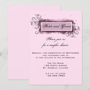 Invitación Resumen Parejas Florales Rosa Invitan A La Ducha D