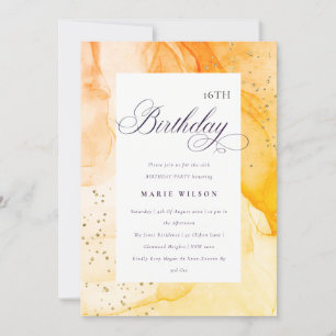 Invitación Resumen Pastel Naranja Amarillo Cualquier Edad Cum