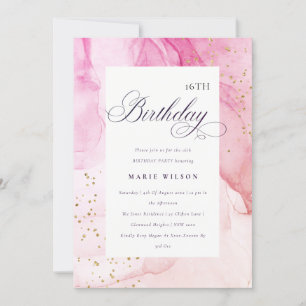 Invitación Resumen Pastel Púrpura Rosa Cualquier Edad Cumplea