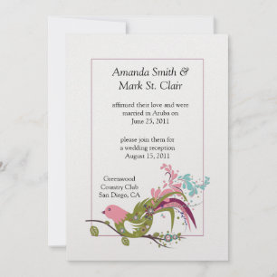 Invitación Resumen Pink Morple Green Bird Swift Post W
