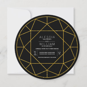 Invitación Resumen purpurina de oro joyas de diamante boda ne