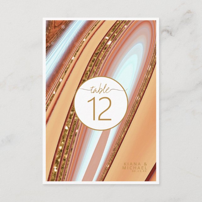 Invitación Resumen Purpurina Número de tabla de estratos núme (Reverso)