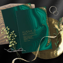 Invitación Resumen Purpurina Strata Boda Dk Green ID903