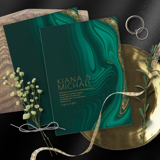 Invitación Resumen Purpurina Strata Boda Dk Green ID903 (Subido por el creador)