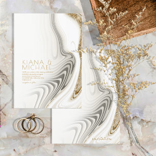 Invitación Resumen Purpurina Strata Boda Ivory ID903