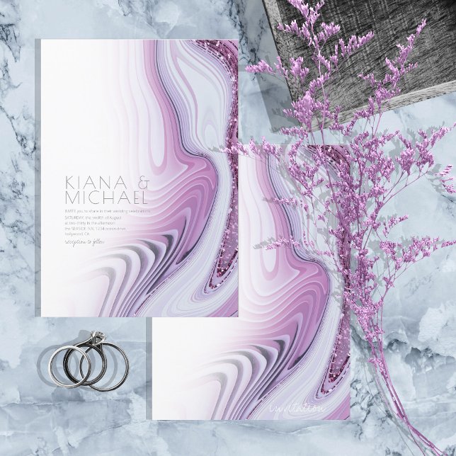 Invitación Resumen Purpurina Strata Boda Lilac/Wht ID903 (Subido por el creador)