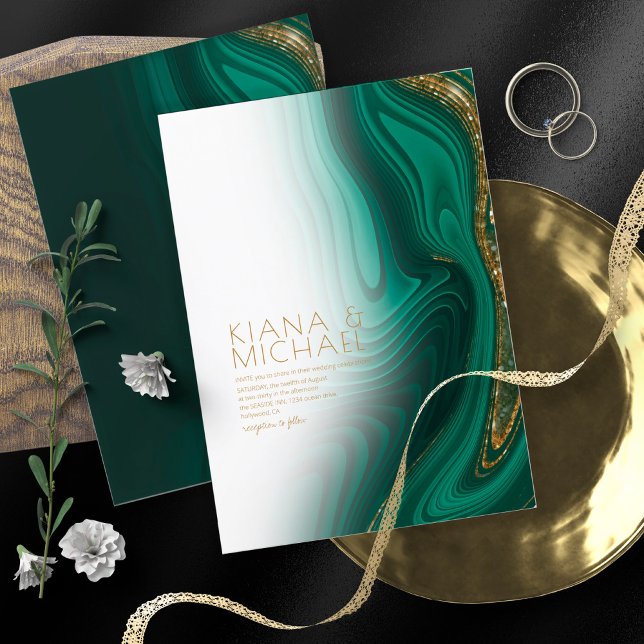 Invitación Resumen Purpurina Strata Boda Wht Green ID903 (Subido por el creador)