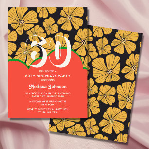 Invitación Resumen Retro Chamomile Floral Amarillo Cumpleaños