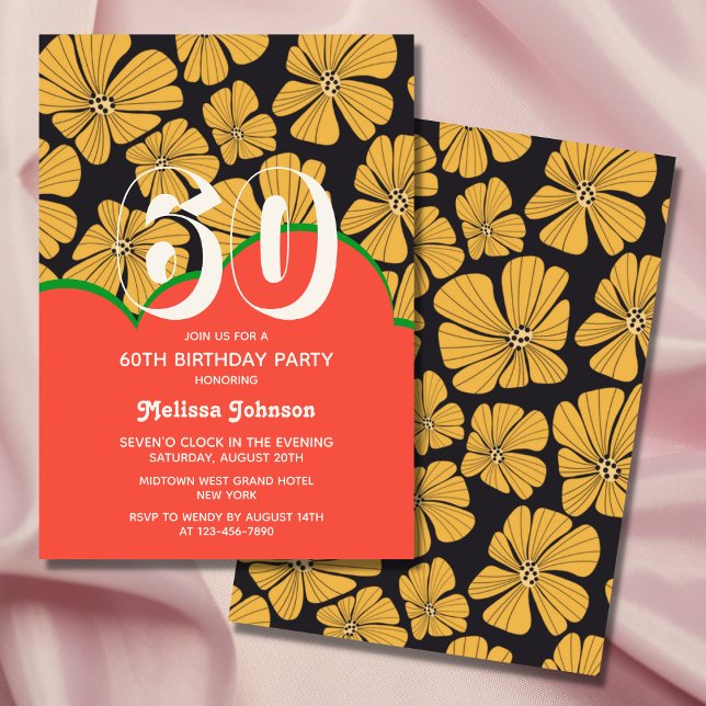 Invitación Resumen Retro Chamomile Floral Amarillo Cumpleaños (Subido por el creador)