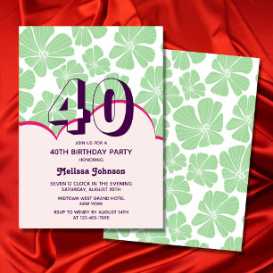 Invitación Resumen Retro Green Chamomile Flower Cumpleaños