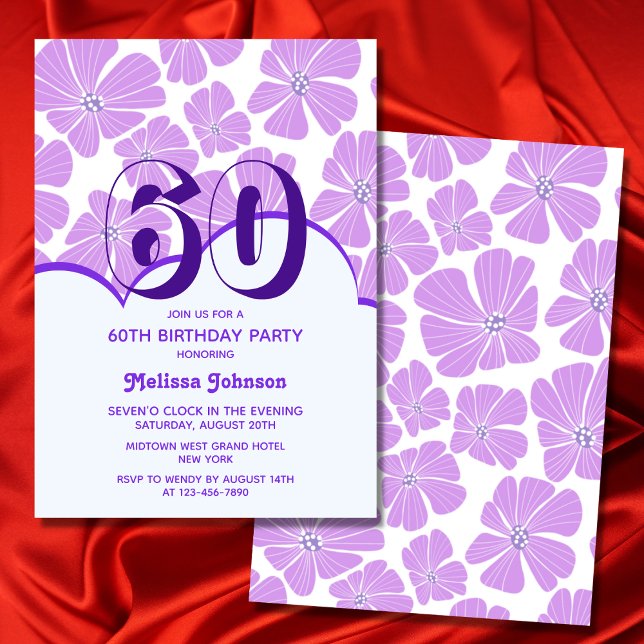 Invitación Resumen Retro Purple Chamomile Flower Cumpleaños (Subido por el creador)