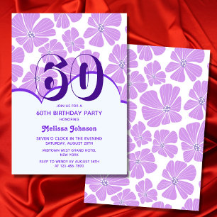Invitación Resumen Retro Purple Chamomile Flower Cumpleaños