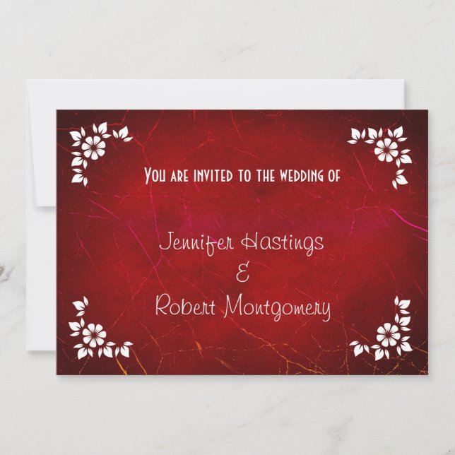 Invitación Resumen rojo Textura Boda casual (Anverso)