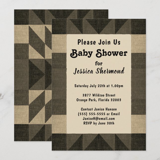 Invitación Resumen tribal azteca Baby Shower antiguo (Anverso / Reverso)