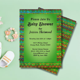 Invitación Resumen tribal azteca Baby Shower Chevron Green