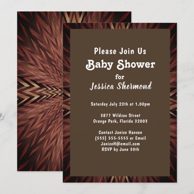 Invitación Resumen tribal de cobre en Baby Shower niebla (Anverso / Reverso)