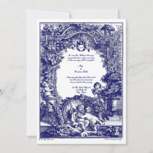 Invitación Retablo Rococó 1771 con guirnaldas florales y quer