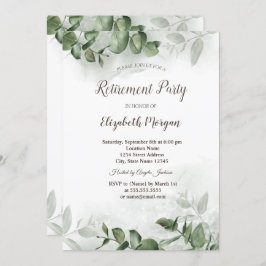 Invitación Retirada de la vegetación de la acuarela Eucalyptu