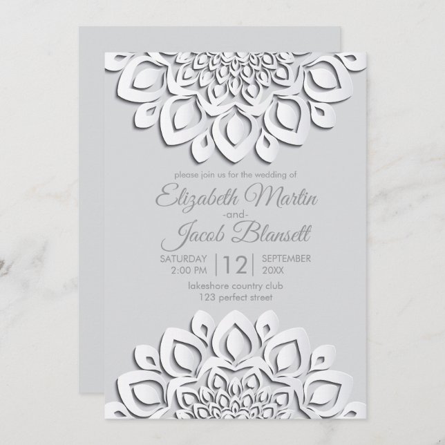 Invitación Retirada de papel blanco contemporáneo Boda de Man (Anverso / Reverso)