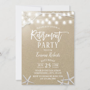 Invitación Retirada de Rustic Beach Starfish String