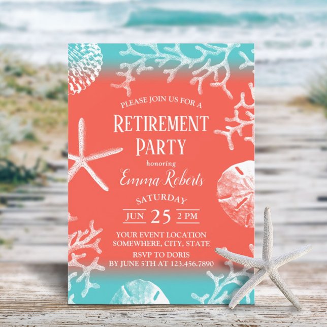 Invitación Retirada de Starfish Tropical Beach Coral Reef (Subido por el creador)