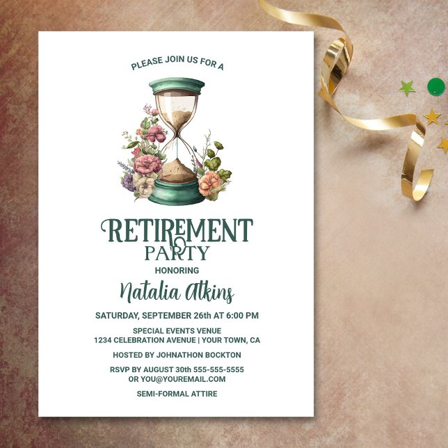 Invitación Retirada de vidrio floral de acuarela en el país (Subido por el creador)