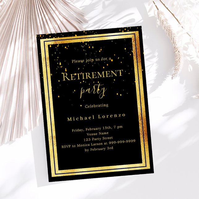 Invitación Retirada del confeti de oro negro (Subido por el creador)