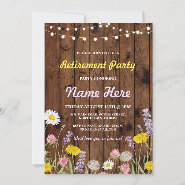 Invitación retirada del Fiesta de retiro de flores (Anverso)