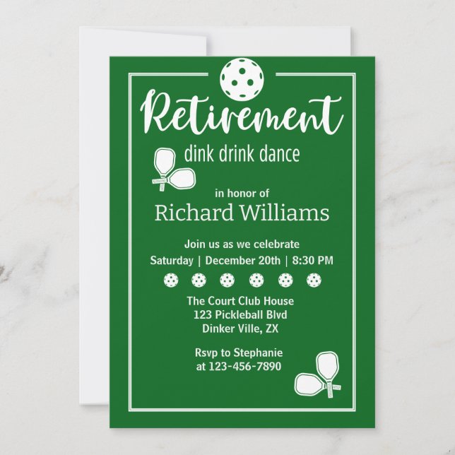 Invitación Retirada Paddles Elegante Verde (Anverso)