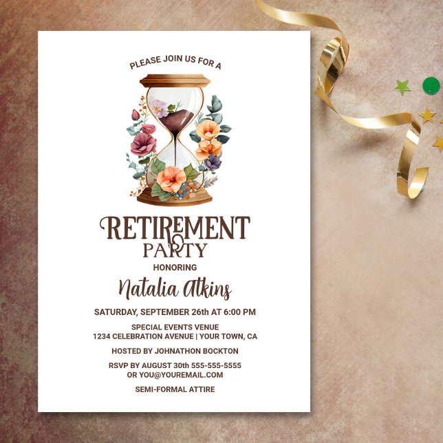 Invitación Retirada Rusa De Vidrio Floral De Acuarela (Subido por el creador)