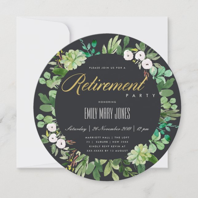 INVITACIÓN RETIRADO DEL COLOR DE AGUA FOLIAGE EUCALÍPTUS SUCU (Anverso)