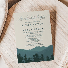 Invitación Retirarse a las montañas | Boda Aventura Verde