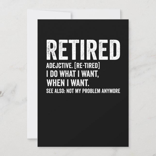 Invitación Retired Adjective Definition Not My Problem Anymor (Anverso)