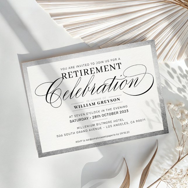 Invitación RETIREMENT CELEBRATION CENNER elegante plata negro (Subido por el creador)