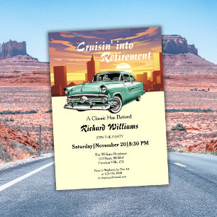 Invitación Retirement Cruising Classic Retro Car City Fiesta