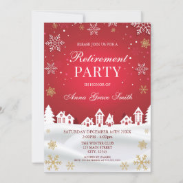 Invitación Retirement Holiday Party Red Winter Invitation