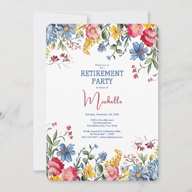 Invitación Retirement Party Floral Watercolor Invitation (Anverso)