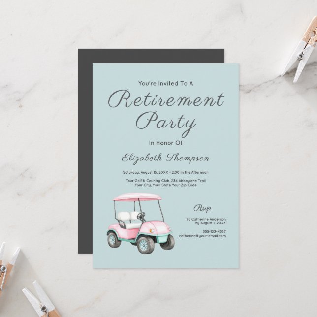 Invitación Retirement Party Golf Retro Custom Invitation (Anverso/Reverso In Situ)