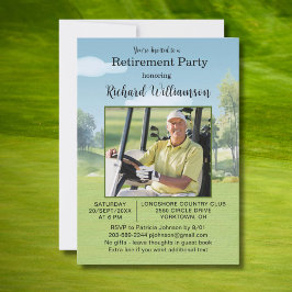 Invitación Retirement Party Photo Watercolor Golf Theme